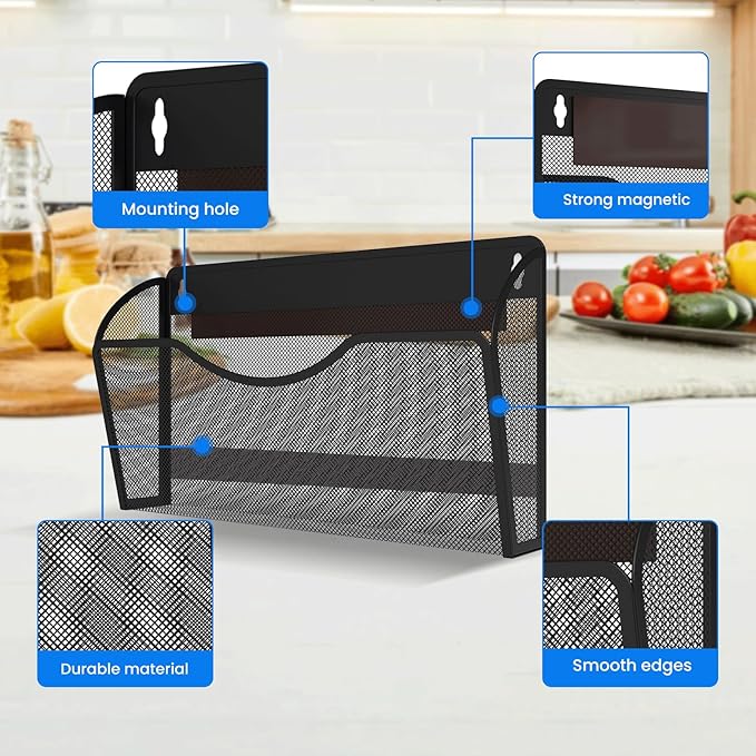 KZWKRG Magnetic File Holder, Magnetic File Folder Holder, No Drilling Installation, Magnetic Mail Holder File Organizer for Whiteboard,Office,Refrigerator,File Cabinets,Classroom
