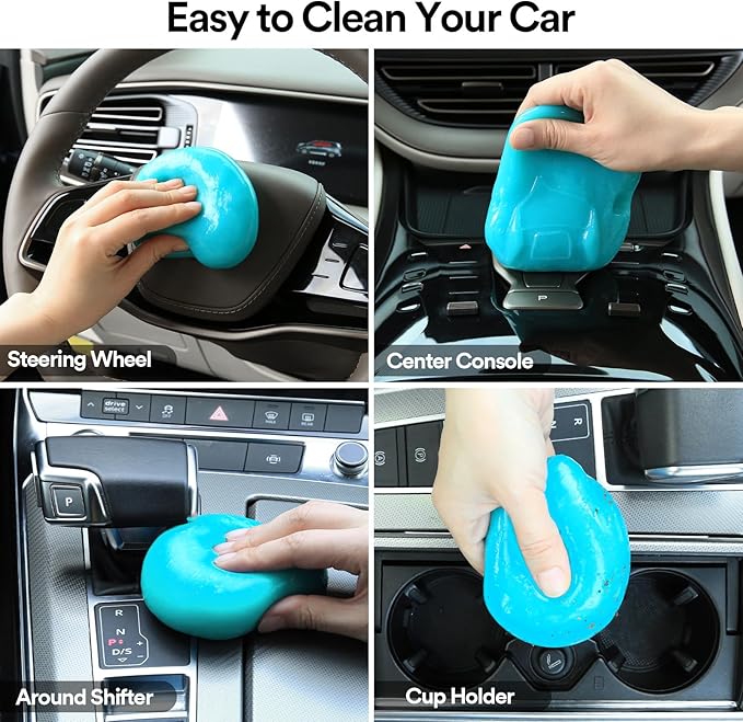 PULIDIKI Car Cleaning Gel for Car Cleaning Putty Car Putty Auto Detailing Tools Car Slime Cleaner Dust Cleaning Gel for Car Interior Cleaner Car Accessories Keyboard Cleaner Blue (4Pack)