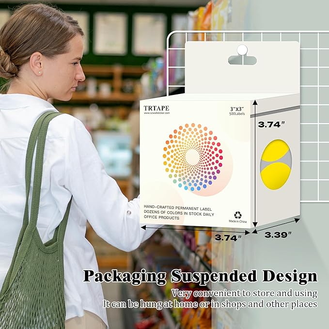3 Inch Round Colored Dot Stickers, 2000 PCS, 4 Rolls in Dispenser Box - Yellow Circle Color Coding Labels Dot Labels for Office, Home, Inventory Organizing