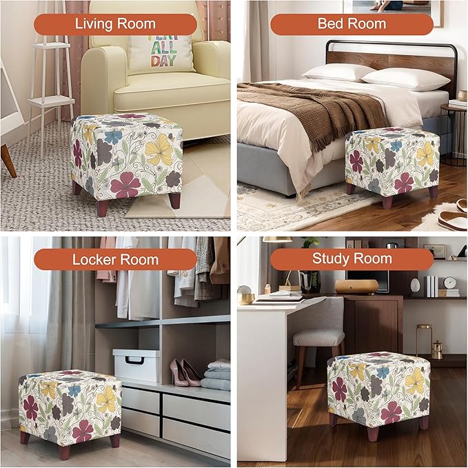 Edeco Ottoman with Square Cube Design, 16 Inch Footstools and Ottomans Small, Large Load Capacity, Square Foot Rest Ottoman for Living Room