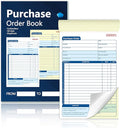 100 Sets Purchase Order Book 5-9/16 x 8-7/16 Inches 2 Part Carbonless Copy Numbered Spiral Bound Purchase Order Forms Receipt Book Invoice Book for Small Business Office (2)