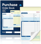 100 Sets Purchase Order Book 5-9/16 x 8-7/16 Inches 2 Part Carbonless Copy Numbered Spiral Bound Purchase Order Forms Receipt Book Invoice Book for Small Business Office (2)