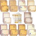 TaoBary 160 Pcs Stationery Paper Set 50 Double Sided Stationery Papers with 50 Matching Envelopes and 60 Round Dot Sticker, 10 Design(Vintage Airmail,5.5 x 8.25 Inch)