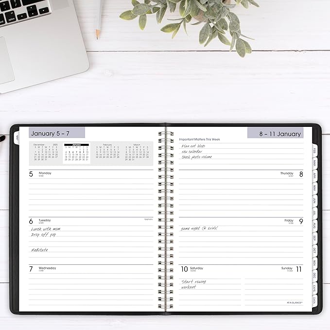 AT-A-GLANCE 2026 Planner, Weekly & Monthly, 7" x 8.75", Medium, Refillable, Executive, DayMinder, Black (G5450026)