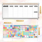 MOSA BEAR Undated Weekly Planner, 60-Week Horizontal Layout Desk Planner Daily To-Do List Pad for Office, Home & School Professionals & Students, Black (5.4" x 12")