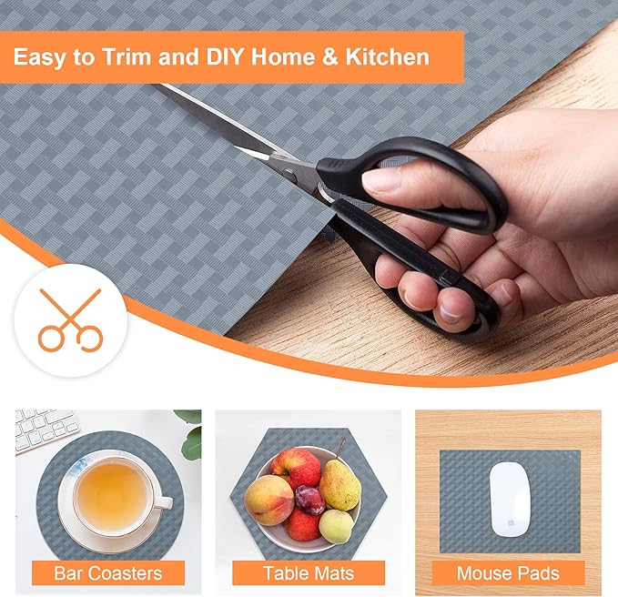 Shelf Liners for Kitchen Cabinets Refrigerator Liners Waterproof & Oil-Proof Kitchen Cupboard Liner Non-Slip Drawer Mats EVA Material Non Adhesive Fridge Mats for Shelves 11.8 x 393.7 Inches