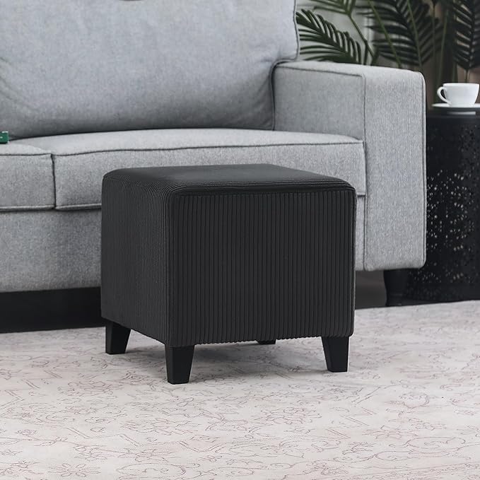 Edeco Ottoman with Square Cube Design, 16 Inch Footstools and Ottomans Small, Large Load Capacity, Square Foot Rest Ottoman for Living Room