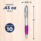DISCOUNT PROMOS Personalized Ballpoint Pens With Rubber Grip, 10 pack Customizable Ergonomic Click-to-Write Custom Writing Pens for School with Black Ink, Purple