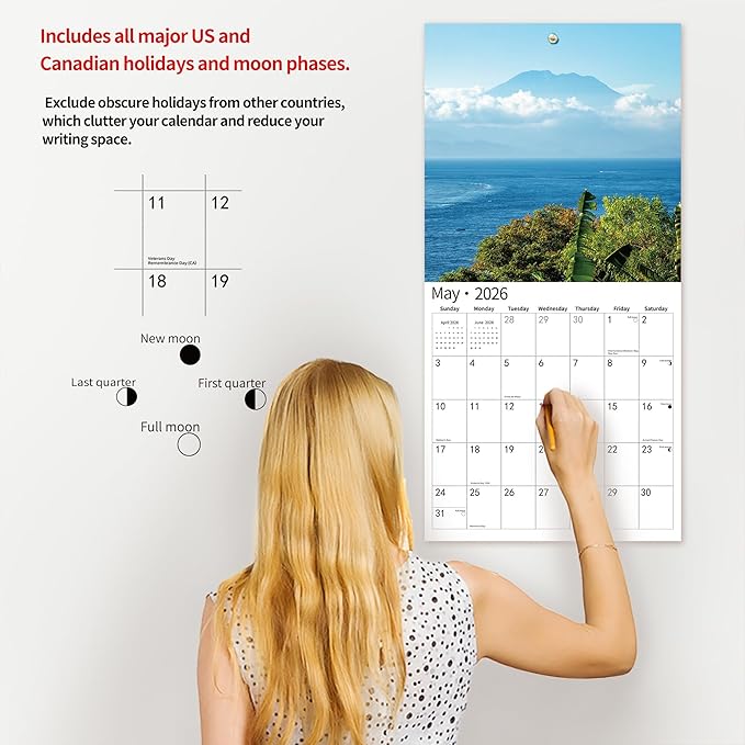 2026 Wall Calendar,Calendar 2026, July 2025 - December 2026, Wall Calendar Coastal Serenity, 12" x 24" Opened,Full Page Months Thick & Sturdy Paper for Gift Perfect Calendar Organizing & Planning