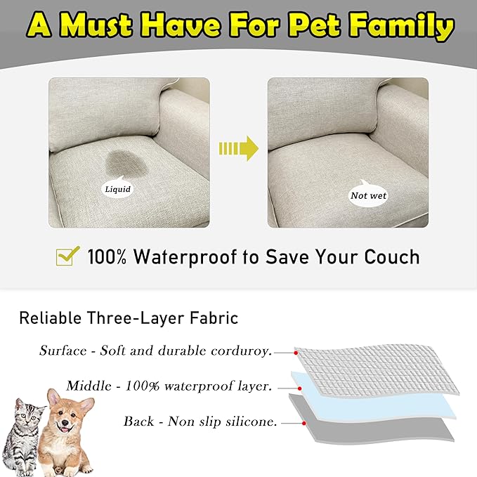 Couch Arm Covers, Waterproof Armrest Cover for Sofa, Armchair, Loveseat, Non-Slip Recliner Arm Cover, Sofa Arm Covers, Headrest Covers, Arm Chair Covers Set of 2 (Cream White, 28"×24")