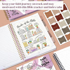 XKDOUS Hardcover Spiral Notebook with Tabs and Bible Tracker, College Ruled Notebook Journal, Church Notes Journal for Women, Bible Journal, Blank Notebooks for Work School Note taking, Purple