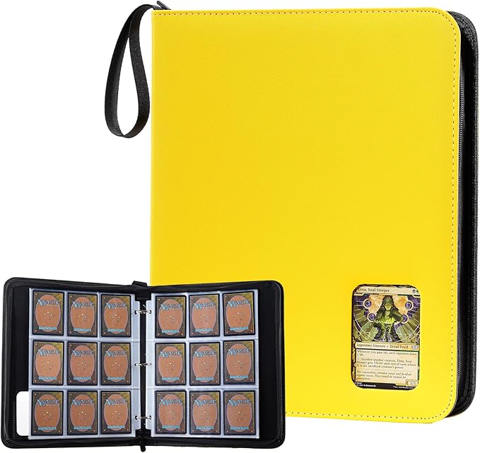 ProCase Trading Card Album with Window, 900 Pockets, Card Binder for Trading Cards, MTG, TCG, Baseball Cards, Football Cards Storage, Yellow
