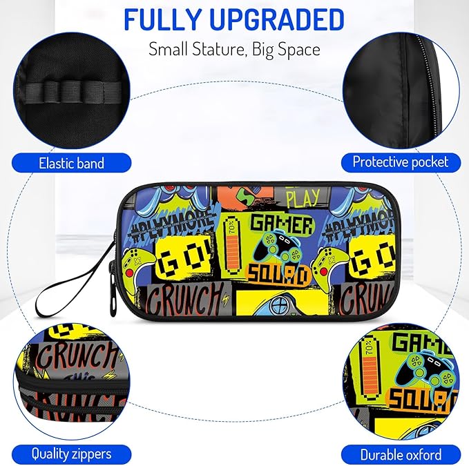 Fitvc Large Pencil Case for Boys,Gamer Boys Pencil Pouch for Kids Teens School,Large Capacity Pen Box Marker Organizer for School
