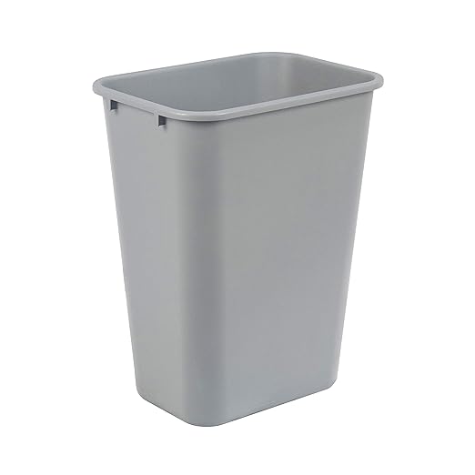 Amazon Basics Rectangular Commercial Office Wastebasket, 10 gallons (Pack of 1), Grey