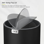 EKO Fandy 0.58 Gal/2.2L Mini Trash Can with Lid, Swing-Top Desktop Trash Can for Bathroom, Countertop, Vanity, Desk or Office, Small Garbage Bin (Black)