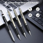 Nicpro 16PCS Drafting Tools with 12‘’ Aluminum Architect Scale Ruler, Mechanical Pencils 0.5, 0.7, 0.9 & 2mm, Lead Refills, 2 Pack Graph Paper Pad, Geometry Drawing Kit for Engineers Students Design