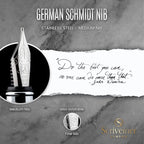 Scriveiner Stainless Steel Fountain Pen - Stunning Luxury Pen with Steel Finish, Schmidt Steel Nib (Medium), Pen Gift Set for Men & Women, Professional, Executive Office, Nice Designer Pens