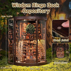 Book Nook Kit, Miniature House Kit, Miniature Kit, DIY Crafts for Adults, Book Repository,Wooden Miniature Library Bookend with LED Light, 3D Decorative Shelf Insert, Gift for Book Lovers (1PCS)