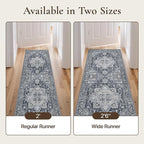 GENIMO 2'6''x10 Runner Rugs for Hallway, Machine Washable Non Slip Vintage Rugs, Low Pile Lightweight Soft Print Rug for enrtyway, Corridor, Home Office, Kitchen,Dark Gray