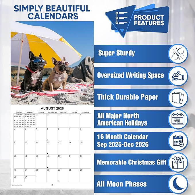 2026 Silly Dogs Monthly Wall Calendar | Funny Dogs Calendar September 2025 - December 2026