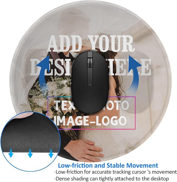OHORTEB Custom Mouse Pad with Photo, Personalized Image Text Laptop Desk Mat, Customized Non-Slip Waterproof Desk Writing Pad for Office Home