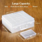 Lifewit 4x6 Photo Storage Box, 20 pcs Inner Photo Case with Lids, Clear Photo Organizers with 1 Sheet Label Sticker, Plastic Craft Storage Box for Seeds Sticker Cards Pictures Stamps Office Supplies