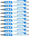 Personalized Ballpoint Pens With Custom Logo/ Text-350 Pack Bulk-for Businesses, Parties, & Events, Custom Printed, White Barrel with Matching Colored Clip and Grip, Click Pens, Black Ink, Light Blue