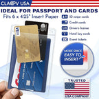 Claev Flexible and Tear Resistant Vertical 4x6 Passport & Card Holders (4x6 Extra Large (XXL), 50 Pack), Clear Zipperless ID Plastic Name Card Badge Holders for Travel, Conferences, Conventions