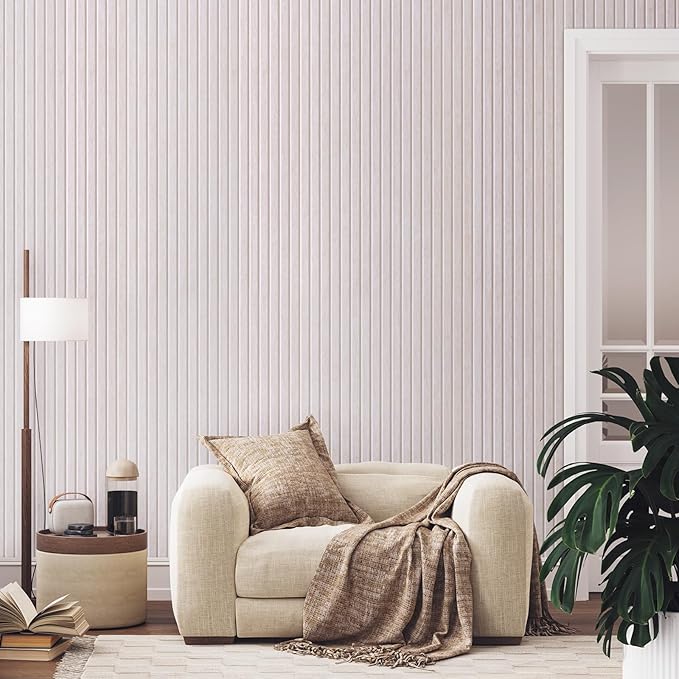 Lightomorrow Large Bulletin Board, 48 x 36 inches Felt Board Decorative Pin Board, 4' x 3' Cork Board Alternative for Wall, Foldable Photo Board with 20 Pushpins - Oatmeal Stripes