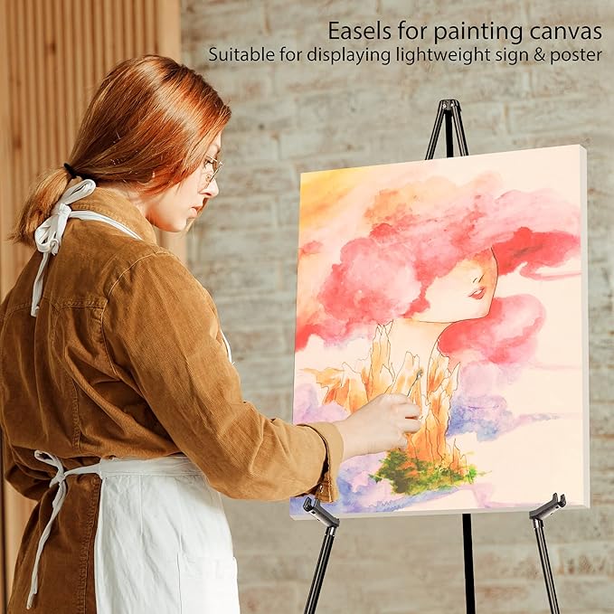 VAIIGO 63" Display Easel Stand - 3Packs Art Easels for Wedding Sign Poster Stand Folding Floor Adjustable Metal Black Easel Instant Tripod Easel for Painting Wedding Welcome Sign Stand