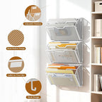 Docnest 3 Tier Mesh Wall File Holders with Hooks – 3 Pack Hanging Letter Holder - Document Organizer for Mail, Paper, Office, Home, School – Space-Saving Wall Mounted Folder Holder – White