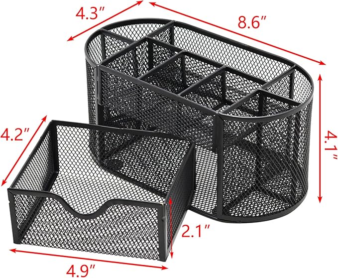 PAKASEPT Desk Organizers, Mesh Desk Organizer Caddy Supplies with Compartments, Makeup Marker Desktop Storage for Office School Home Supplies Teacher Students