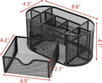 PAKASEPT Desk Organizers, Mesh Desk Organizer Caddy Supplies with Compartments, Makeup Marker Desktop Storage for Office School Home Supplies Teacher Students