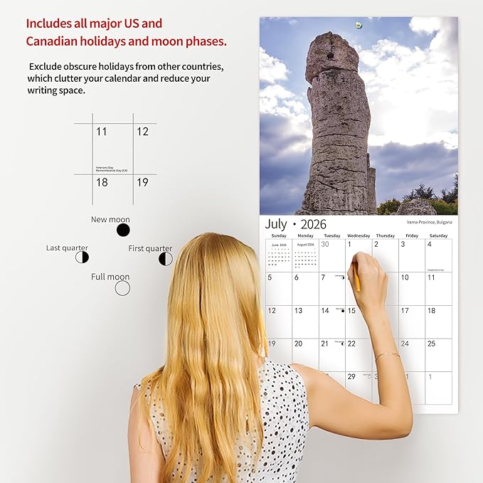 Gag Gifts 2026 Funny Wall Calendar, Natures Calendar for White Elephant Gifts with Thick Paper, November 2025 - December 2026, 14 Monthly Planner Organizer with Nature D'ck Pics, 12" x 24" Opened