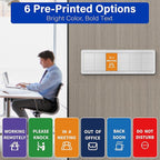 Office Door Signs with 6 Printed Status Options – Do Not Disturb, Out of Office, In a Meeting, Please Knock, Work from Home, Back Soon – Includes Custom Personalized Blank Sticker for Privacy Workspace or Studio Available and Away