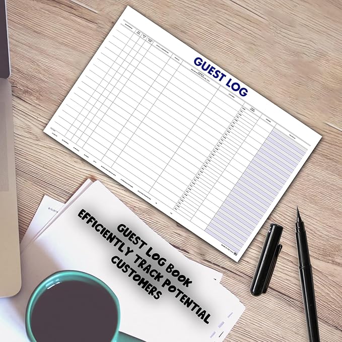 Guest Log Book for Automotive Dealerships – Customer Sign-in Tracking Log – 17" × 11" Visitor Registration Book – 100-Sheet Pad for Auto Service Centers, Repair Shops, Lead Management - 4 Pad