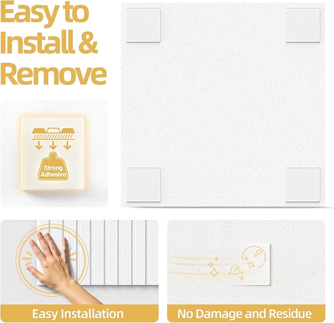 Large Cork Board for Wall 36" x 48" White Bulletin Board with Safe Removable Adhesive Squares for Pictures Photos, Alternative CorkBoard Felt Pin Boards Tiles for Office Classroom Wall Decor - 12 Pack