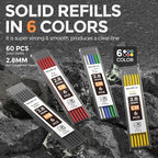Nicpro 6 Pack CP1000 Carpenter Pencils with Sharpener, Mechanical Pencil Set with 66 Refills, Deep Hole Long Nib Marker Pens, Heavy Duty Woodworking Tools Construction Pencil for Architect Marking