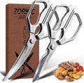 Kitchen Scissors Silver - Stainless Steel Shear, Sharp Meat Cutting Scissors Dishwasher Safe, Poultry Shears Heavy Duty, Japanese Cooking Scissor for Food, Christmas Gifts for Men Women