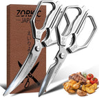 Kitchen Scissors Silver - Stainless Steel Shear, Sharp Meat Cutting Scissors Dishwasher Safe, Poultry Shears Heavy Duty, Japanese Cooking Scissor for Food, Christmas Gifts for Men Women