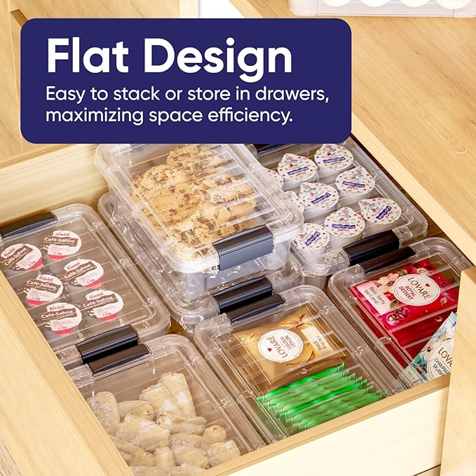Superio Mini Storage Container Plastic Crayon Box Art Supplies and Sewing Case Stackable Clear Small Organizer for Beads, Stationery, Chalk, and Food, 0.7 Quart, 2 Pack