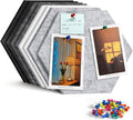 Uoisaiko 12" Large Bulletin Board with 30 Push Pins, Pack of 8 Hexagon Felt Pin Board Notice Boards for Home Office Kitchen, Felt Wall Tiles for Photos Memos