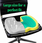 LuminaRest® Gel Enhanced Seat Cushion for Long Sitting | Premium CertiPUR-US® Certified Memory Foam | Non-Flattening Office Chair Cushion for Tailbone Pain Relief, Sciatica & Back Support (Gray)