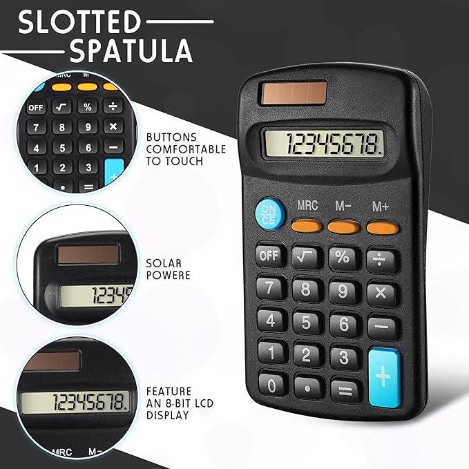 Flutesan 24 Pieces Basic Mini Calculators Bulk for Students 8 Digit Display Small Pocket Size Hand Held Calculators Desktop School Supplies for Classroom Desktop Home High School College Office