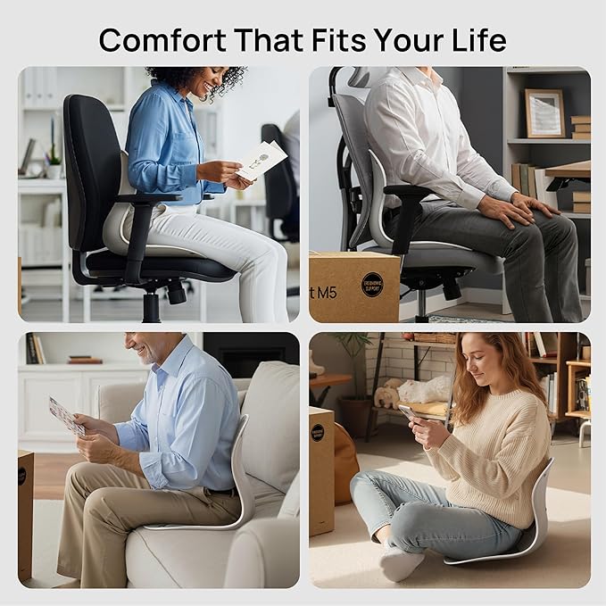 CabeVibe CabSupport Lumbar Support for Office Chair M5 – Ergonomic Support Seat for Posture Correction and Lower Back Pain Relief – Portable, Washable Pads for Office, Home, Car & Floor Sitting