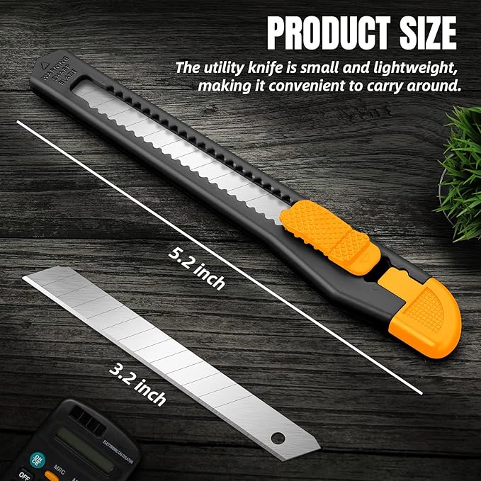 TIFICAL 4 Pack Box Cutter Retractable, Utility Knife 9MM Wide Snap-Off Blades, Exacto Knife for Cutting Box, Wrapping, Cardboard, Extended Razor Knife, Box Opener Perfect for Office, Home, School