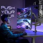 ARES WING Dual Monitor Arm Desk Mount for 17-49 Inch Ultrawide Monitors, Heavy Duty Dual Monitor Mount Holds 44 lbs, Full Motion Gas Spring Vertical Stacked Monitor Mount, 75/100 VESA Mount, Black