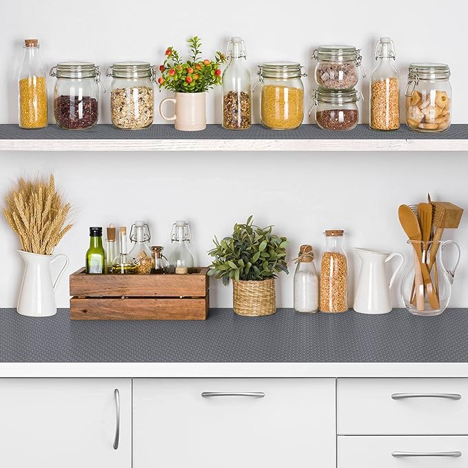 Shelf Liners for Kitchen Cabinets Non-Slip Drawer Liner Non Adhesive Cupboard Mat EVA Material Refrigerator Mats Fridge Liner Washable for Shoerack, Storage and Desks 11.8 x 118 Inches