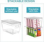 Vtopmart 1 Pack Clear Stackable Storage Bins with Lids, Medium Plastic Containers with Handle for Pantry Organizer and Storage,Perfect for Kitchen,Fridge,Cabinet, Closet,Bathroom Organization
