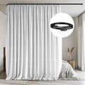 MaKefeile Room Divider Curtains with Flexible Ceiling Tracks Set,Blackout Curtain Ceiling Mount Curtain Track Privacy Room Dividers Ceiling Track Curtain Rod(White Drape & Black Rail W 8.3 × H 7 FT)
